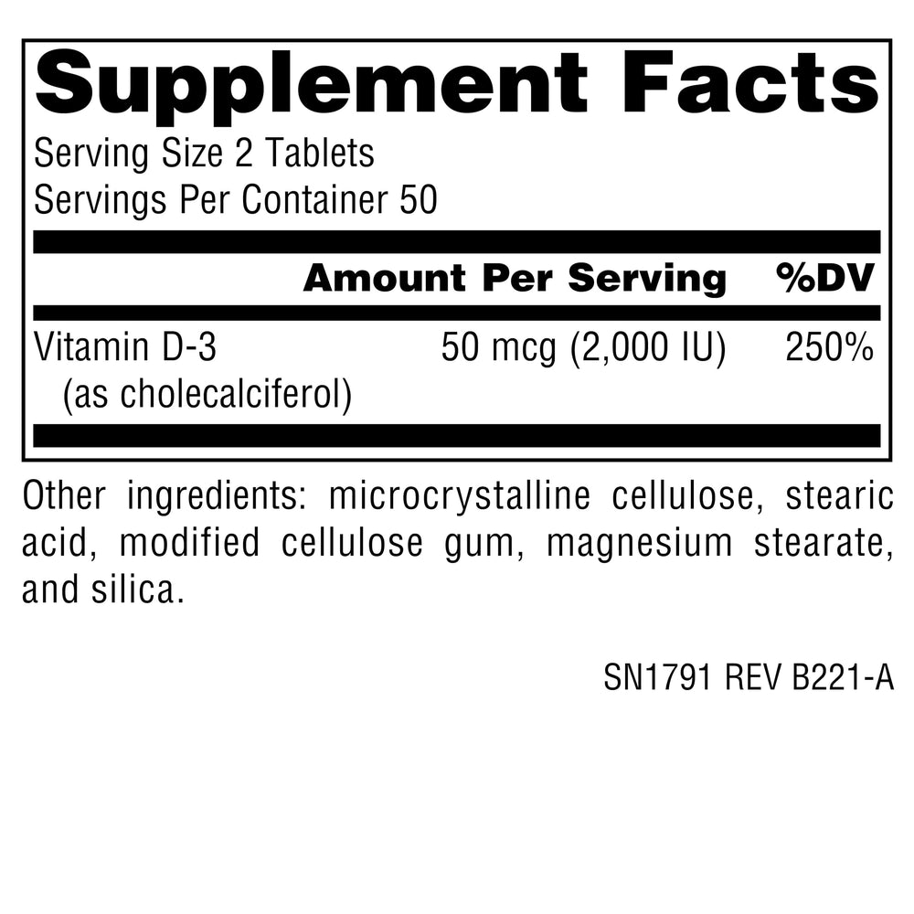 Vitamin D-3 1000 IU bottle side view