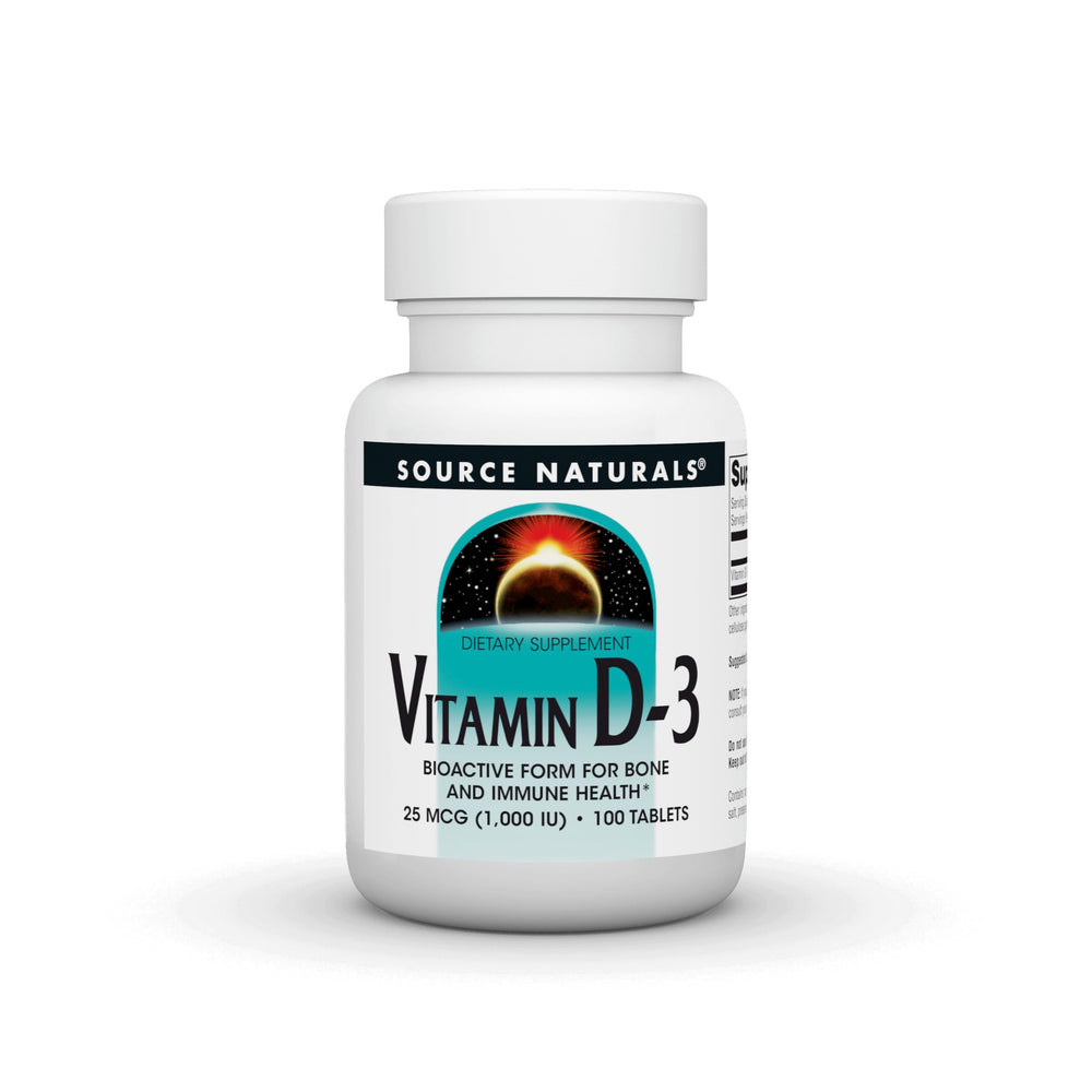 Vitamin D-3 1000 IU bottle front with label