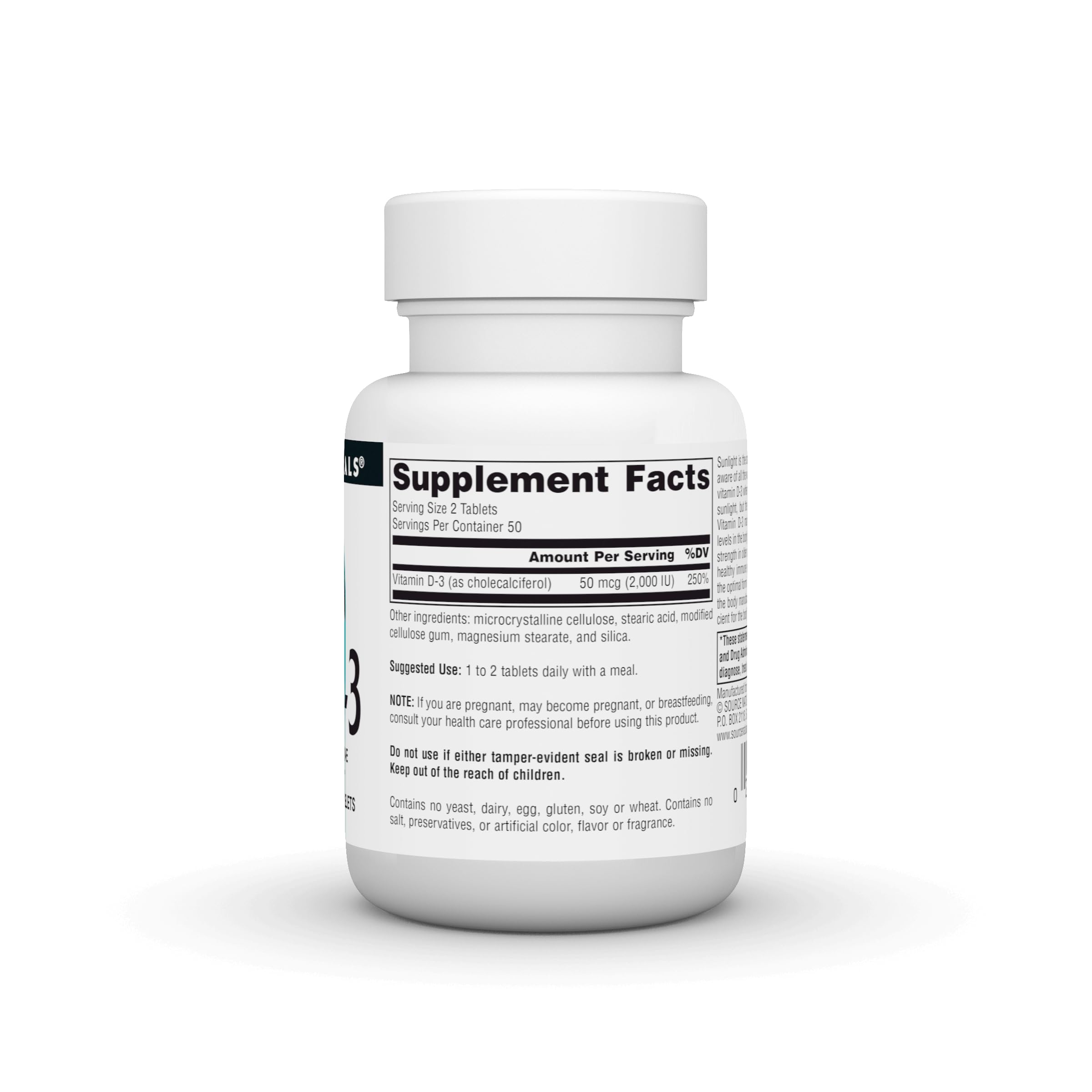 Nutrition facts panel for Vitamin D-3 1000 IU