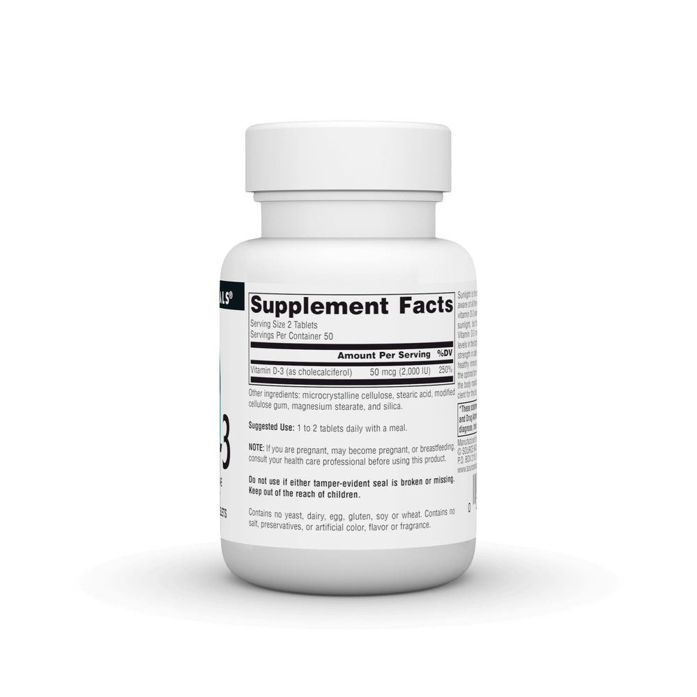Nutrition facts panel for Vitamin D-3 1000 IU