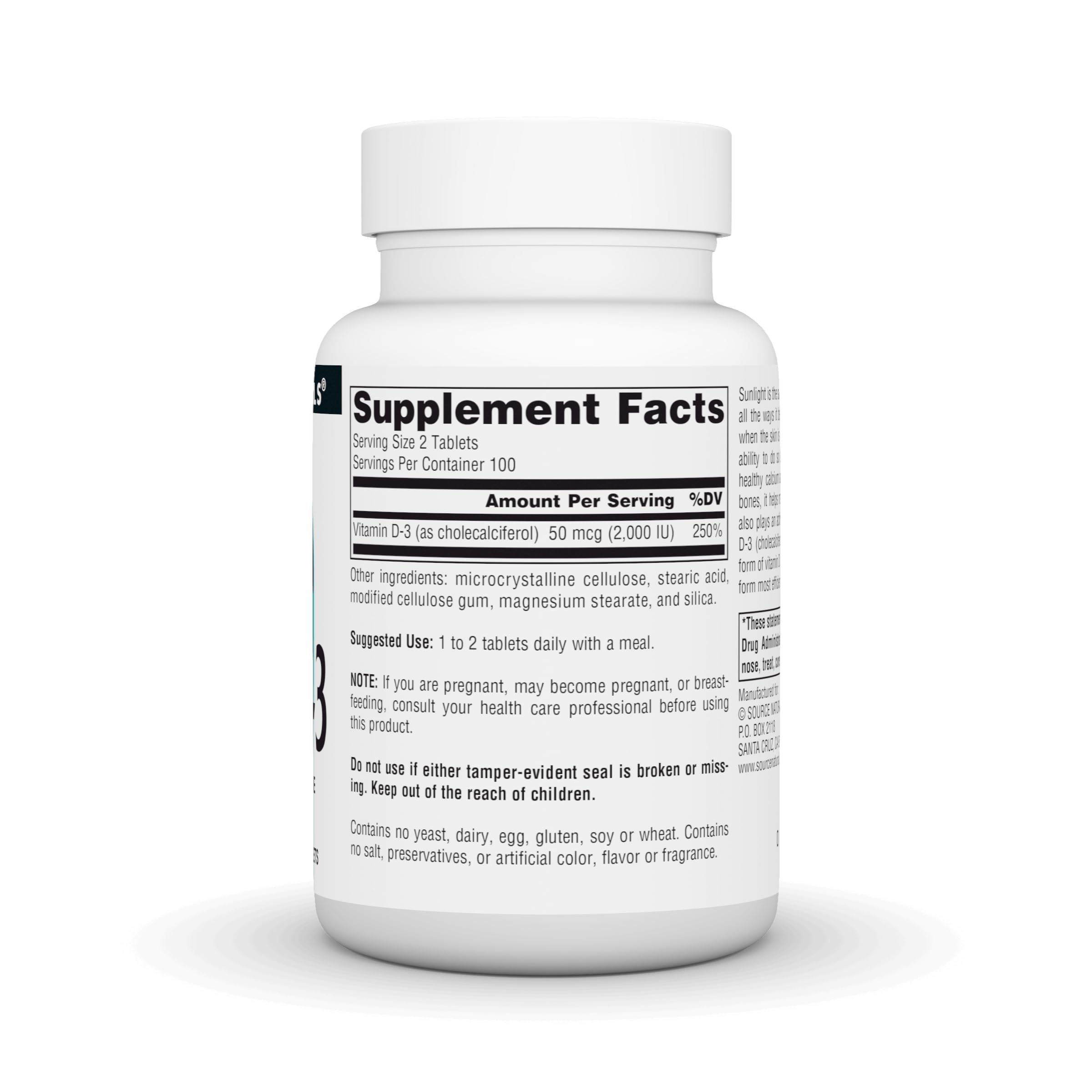 Bottle and label showing 1000 IU (25 mcg) Vitamin D-3