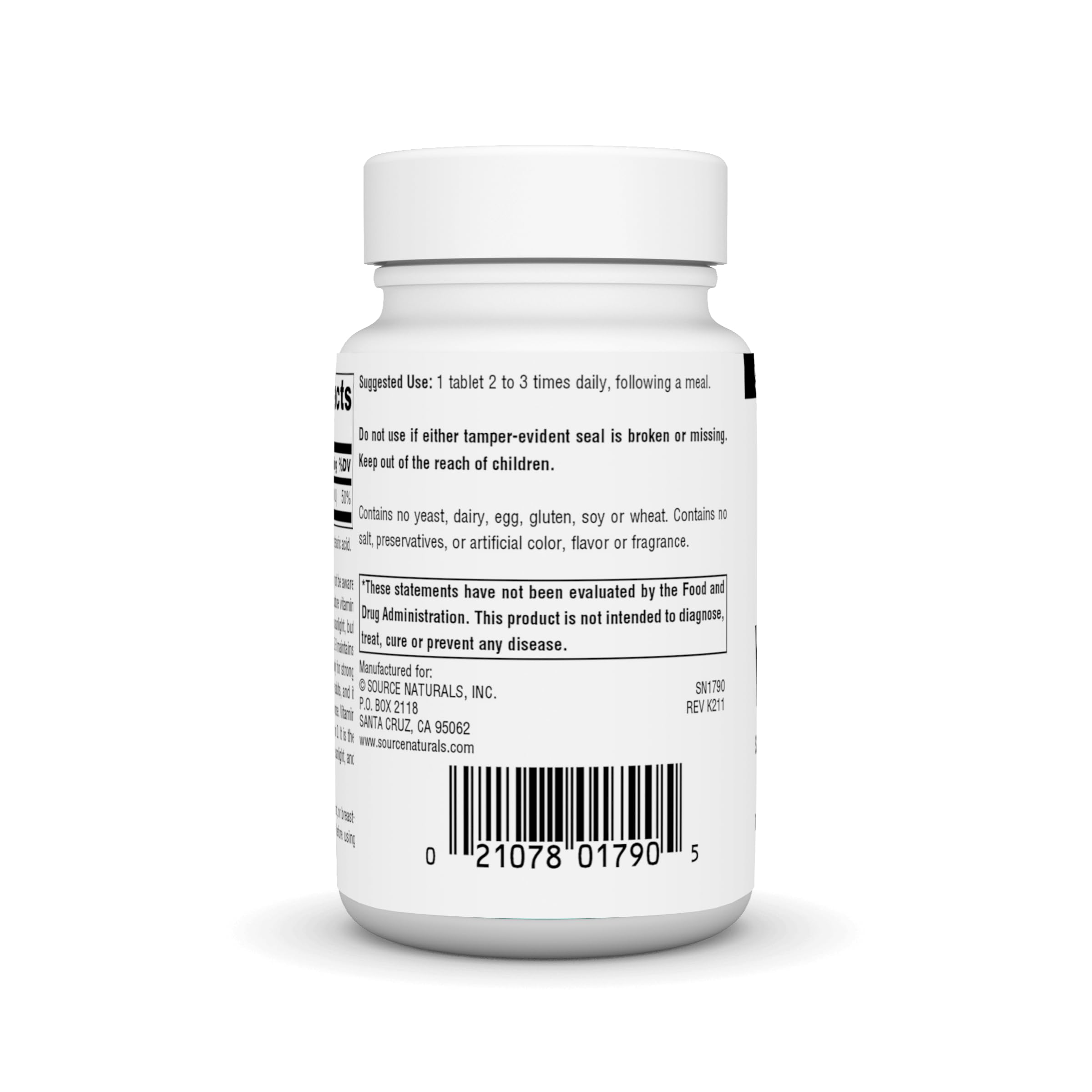 Front label of Source Naturals Vitamin D-3 400 IU 200 tablets