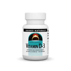 Front view of Source Naturals Vitamin D-3 60 softgels bottle