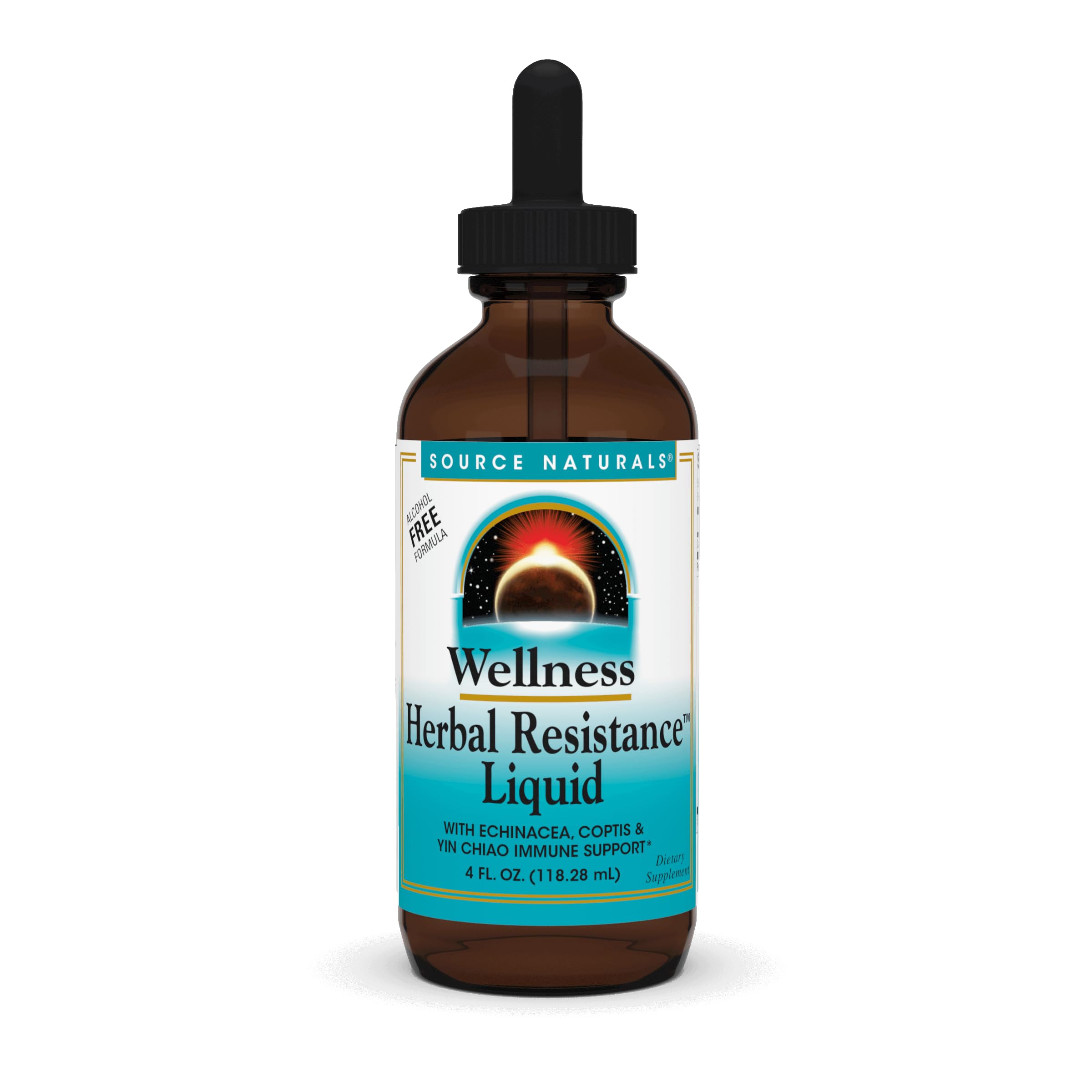 Bottle of Source Naturals Wellness Herbal Resistance Liquid with Echinacea, Coptis, Yin Chiao