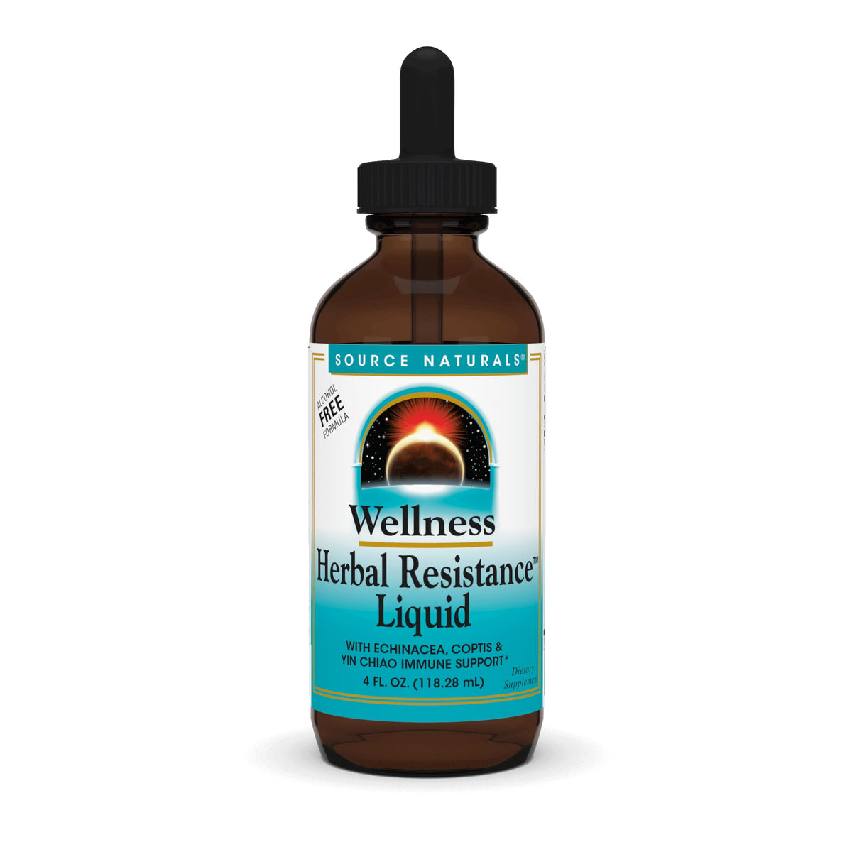 Bottle of Source Naturals Wellness Herbal Resistance Liquid with Echinacea, Coptis, Yin Chiao