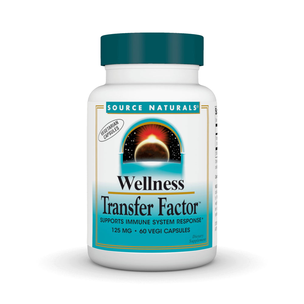 Source Naturals Wellness Transfer Factor bottle front displaying 125 mg and 60 vegetarian capsules