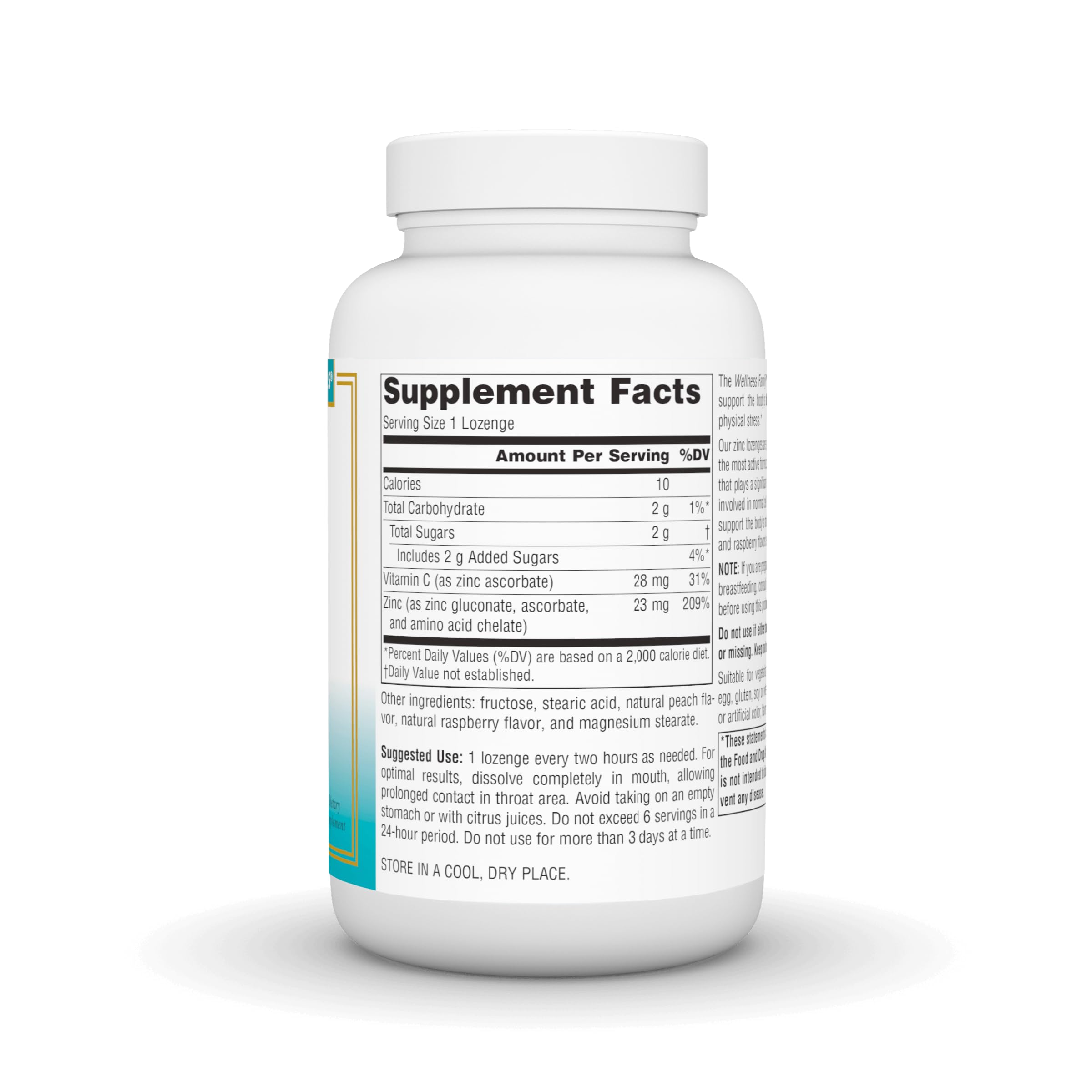 Source Naturals Zinc Lozenges 60-count back label