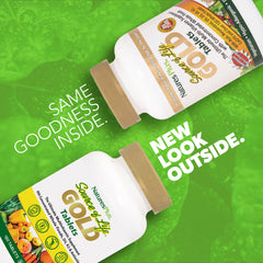 Gluten-free and vegetarian label on Source of Life Gold