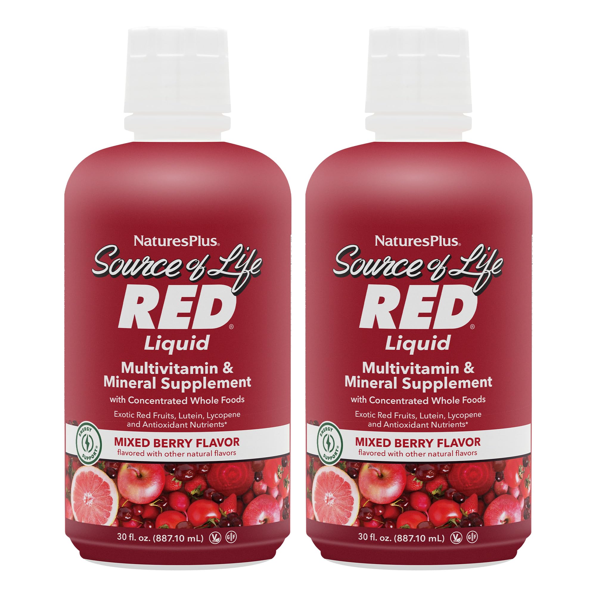 NaturesPlus Source of Life RED Liquid Multivitamin 30 oz bottle – front view