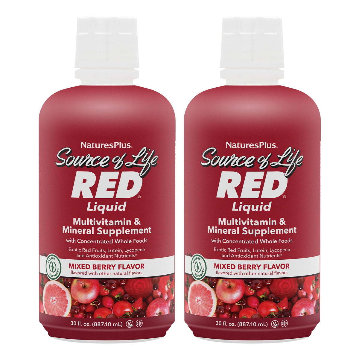 NaturesPlus Source of Life RED Liquid Multivitamin 30 oz bottle – front view