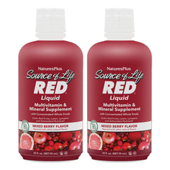 NaturesPlus Source of Life RED Liquid Multivitamin 30 oz bottle – front view