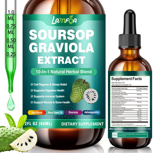 Soursop Bitters Liquid 10-in-1 bottle on white background