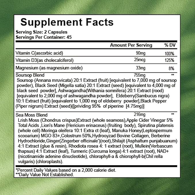 Ginger, Manuka Honey and Ashwagandha capsules alongside other ingredients