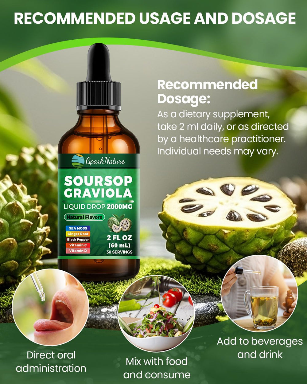 Ingredients include soursop, black pepper, turmeric and natural herbs