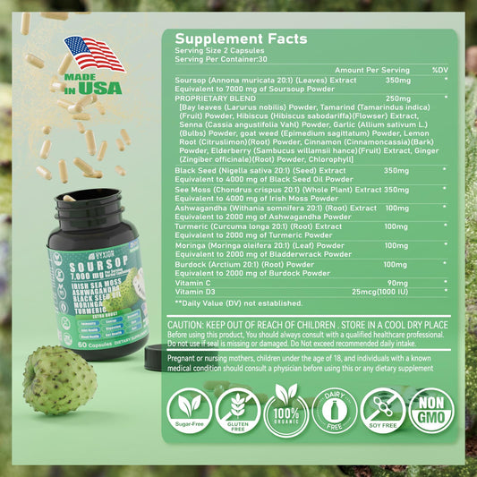 Close-up of Soursop Graviola 20:1 extract capsule
