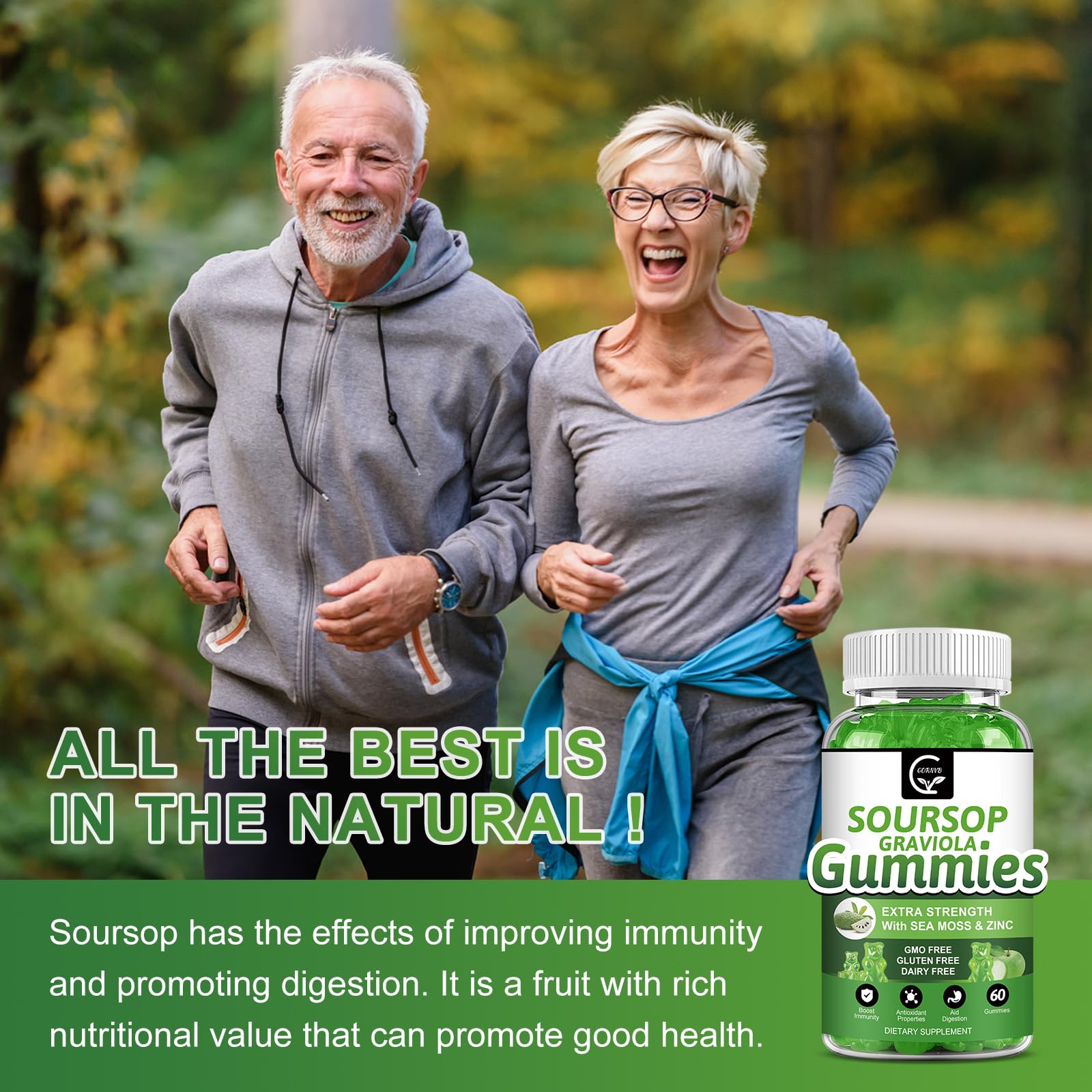 Graphic highlighting benefits: immunity, liver and digestive health