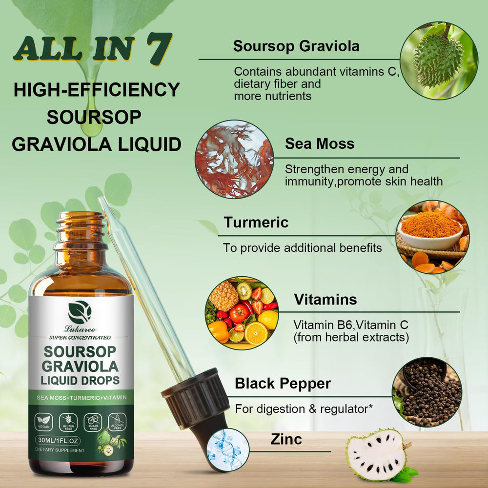 Soursop Graviola liquid drops with sea moss close-up image 2