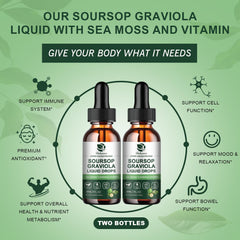 Graviola leaf extract liquid drops packaging close-up image 3