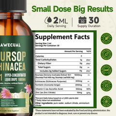 Close up of soursop graviola liquid drops bottle with dropper