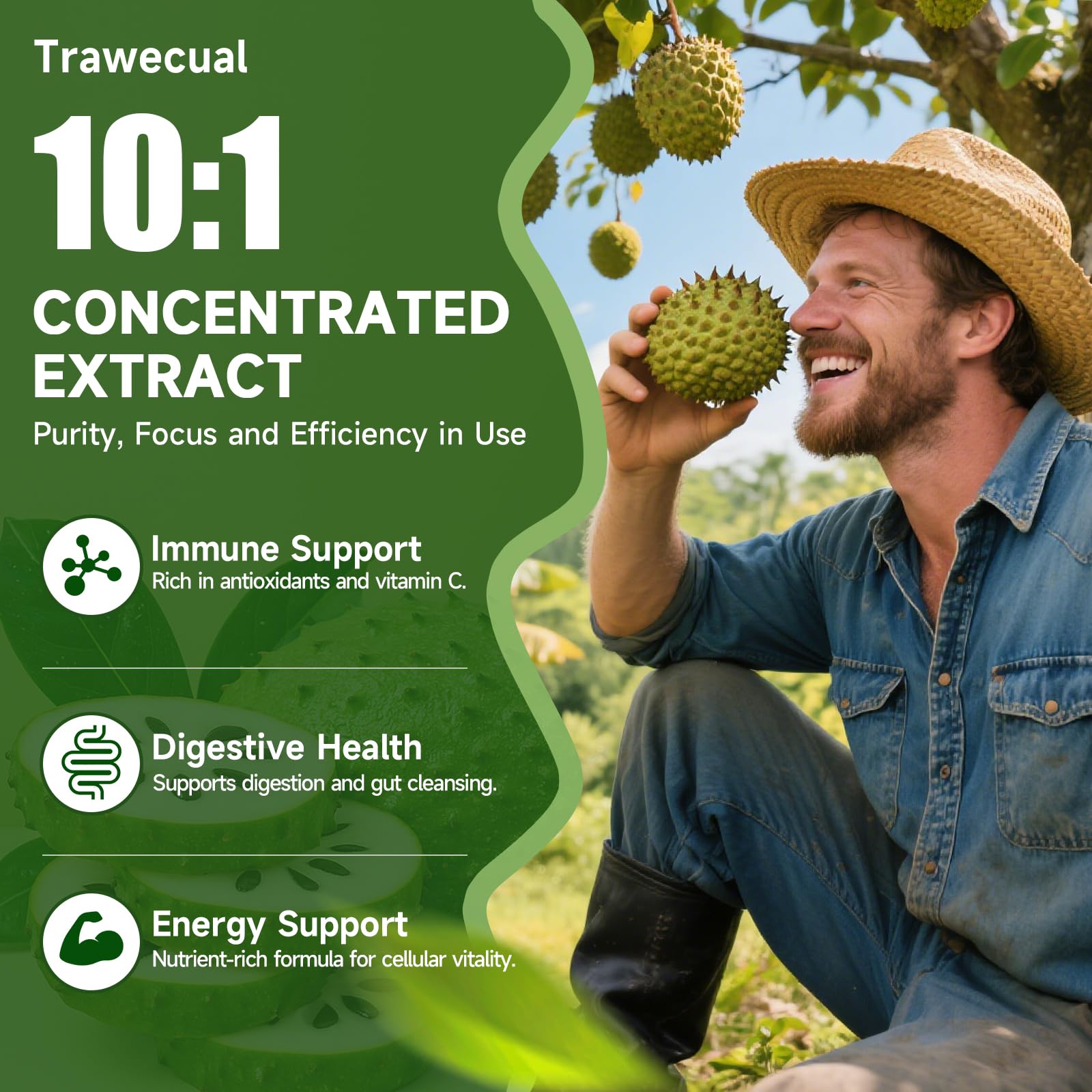 Dropper dispensing Trawecual soursop liquid drops