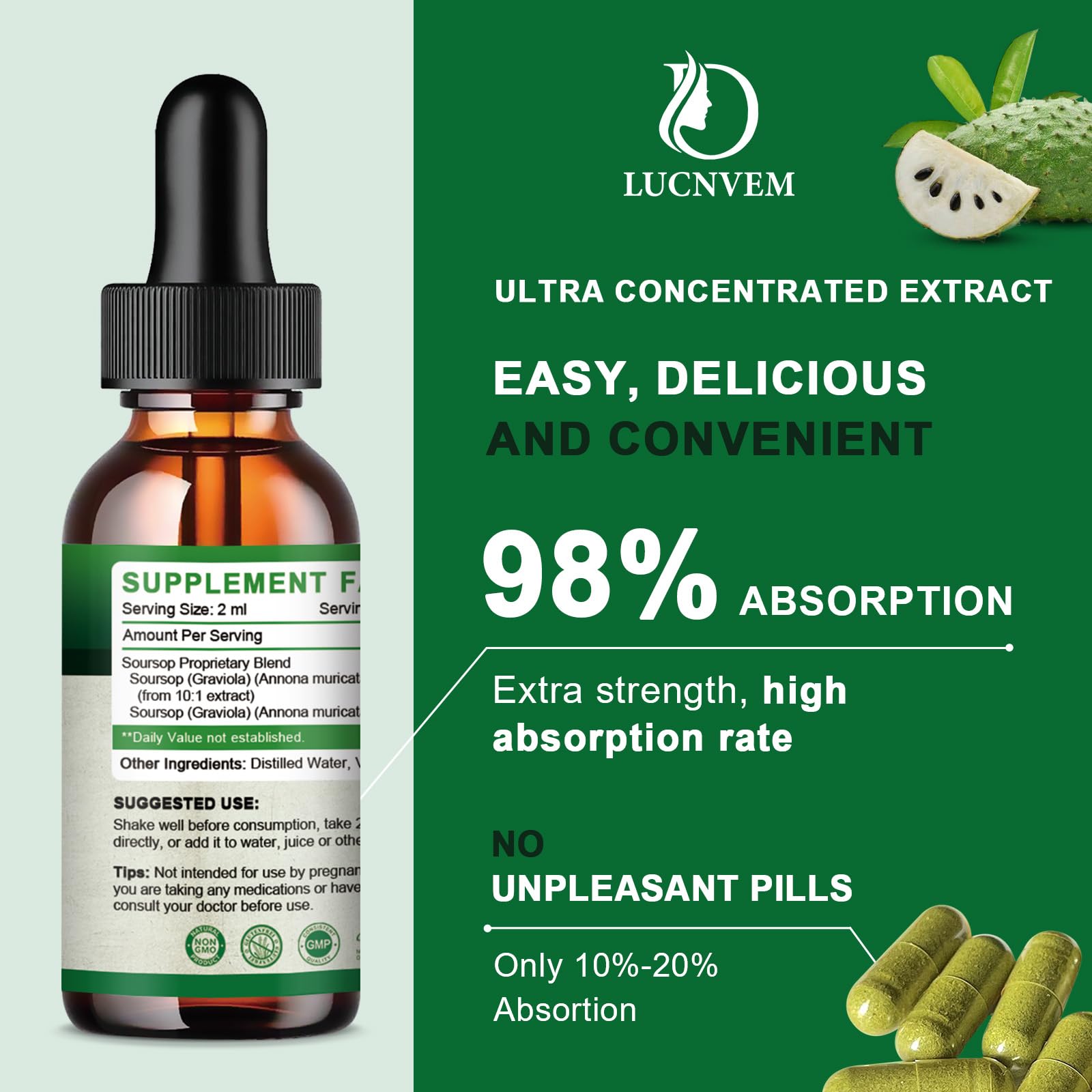 Soursop liquid drops ingredients: organic glycerin and water