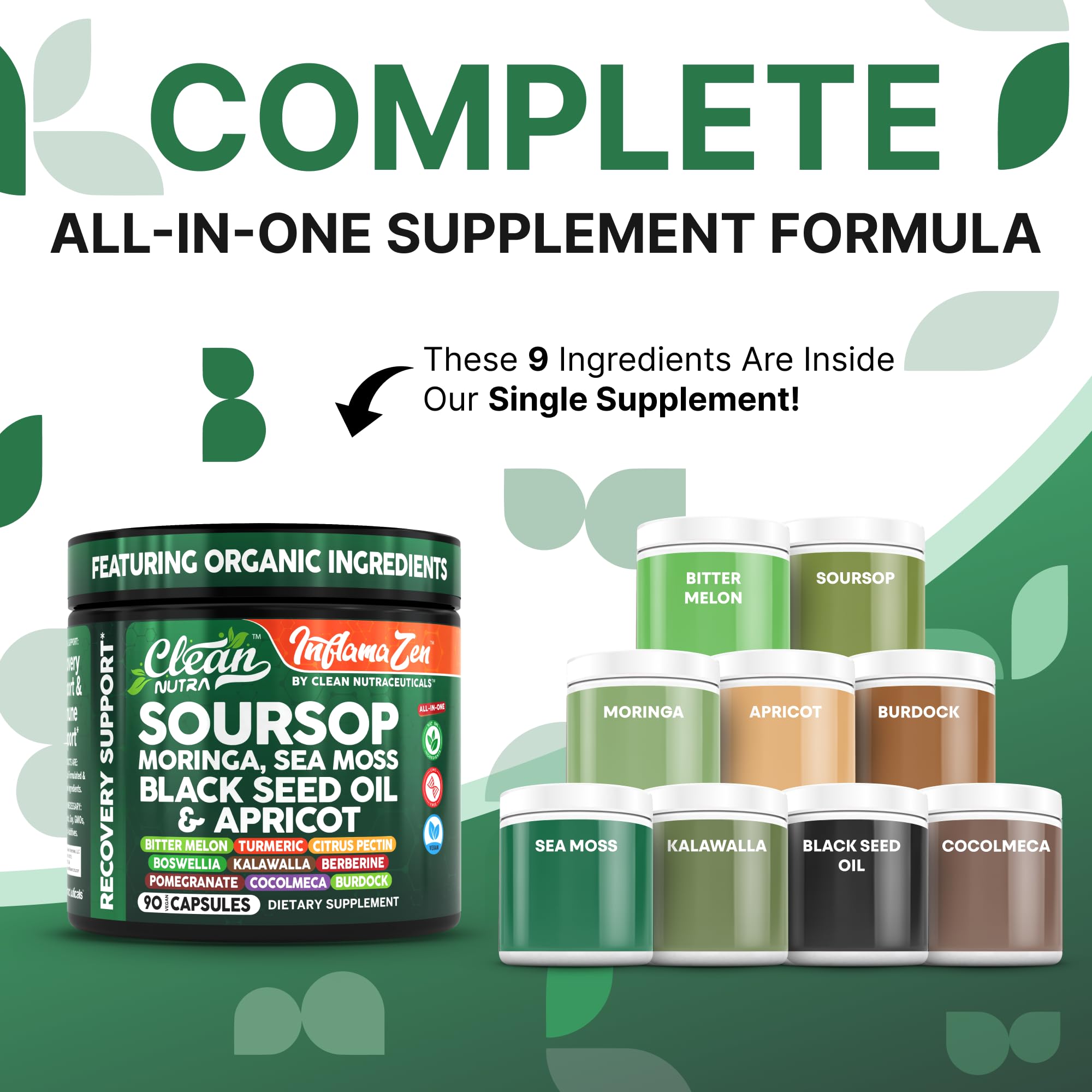 Soursop, moringa, sea moss, and berberine ingredients blend