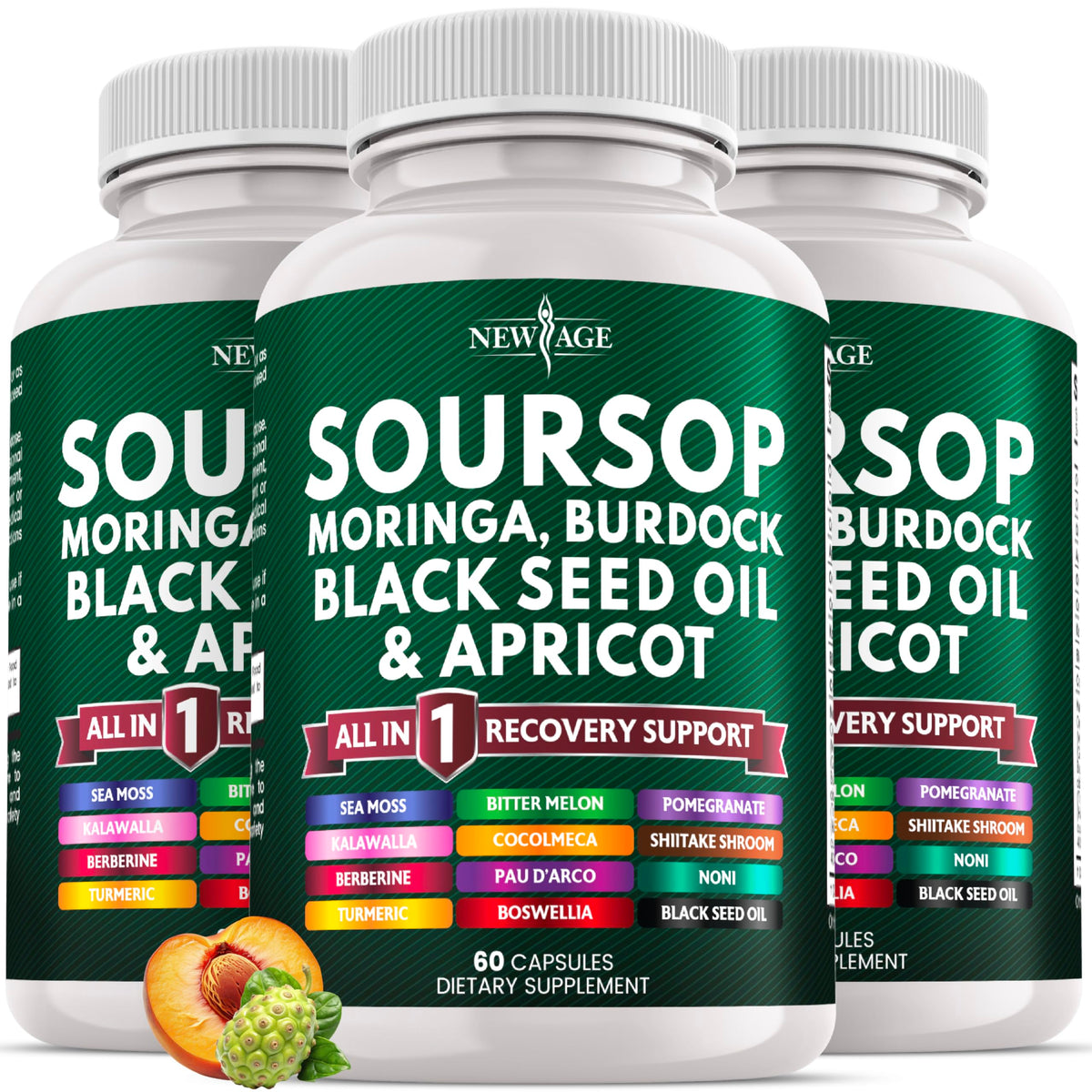 Soursop supplement bottle showing 180 capsules