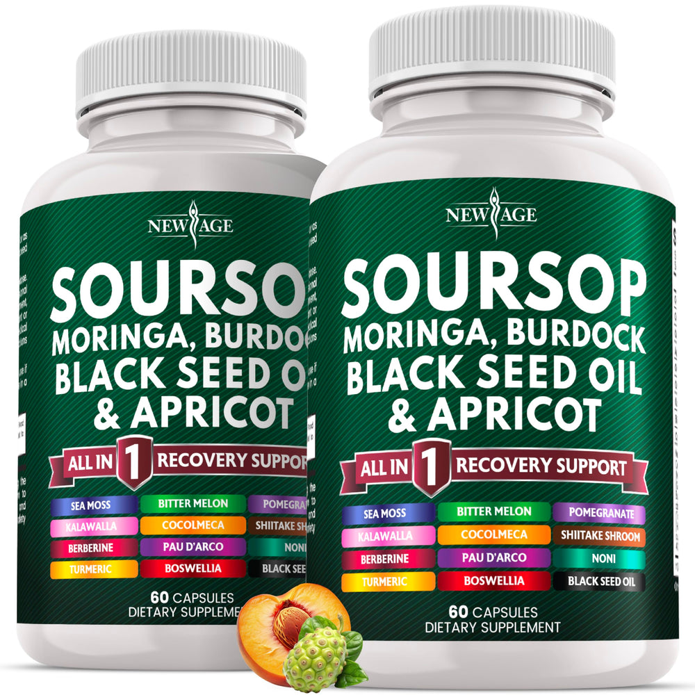 Soursop supplement bottle showing all-in-one blend