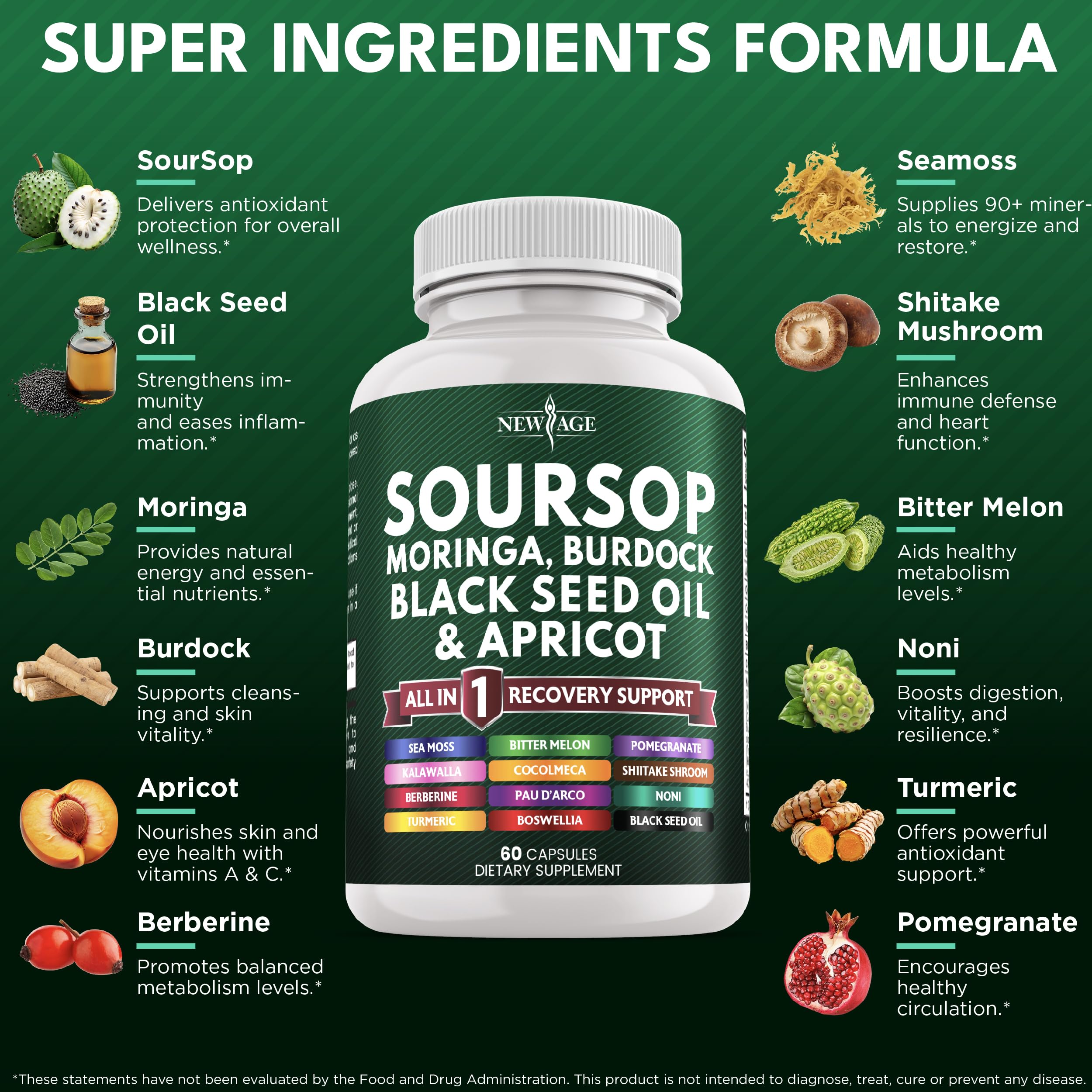 Ingredients collage featuring moringa and sea moss
