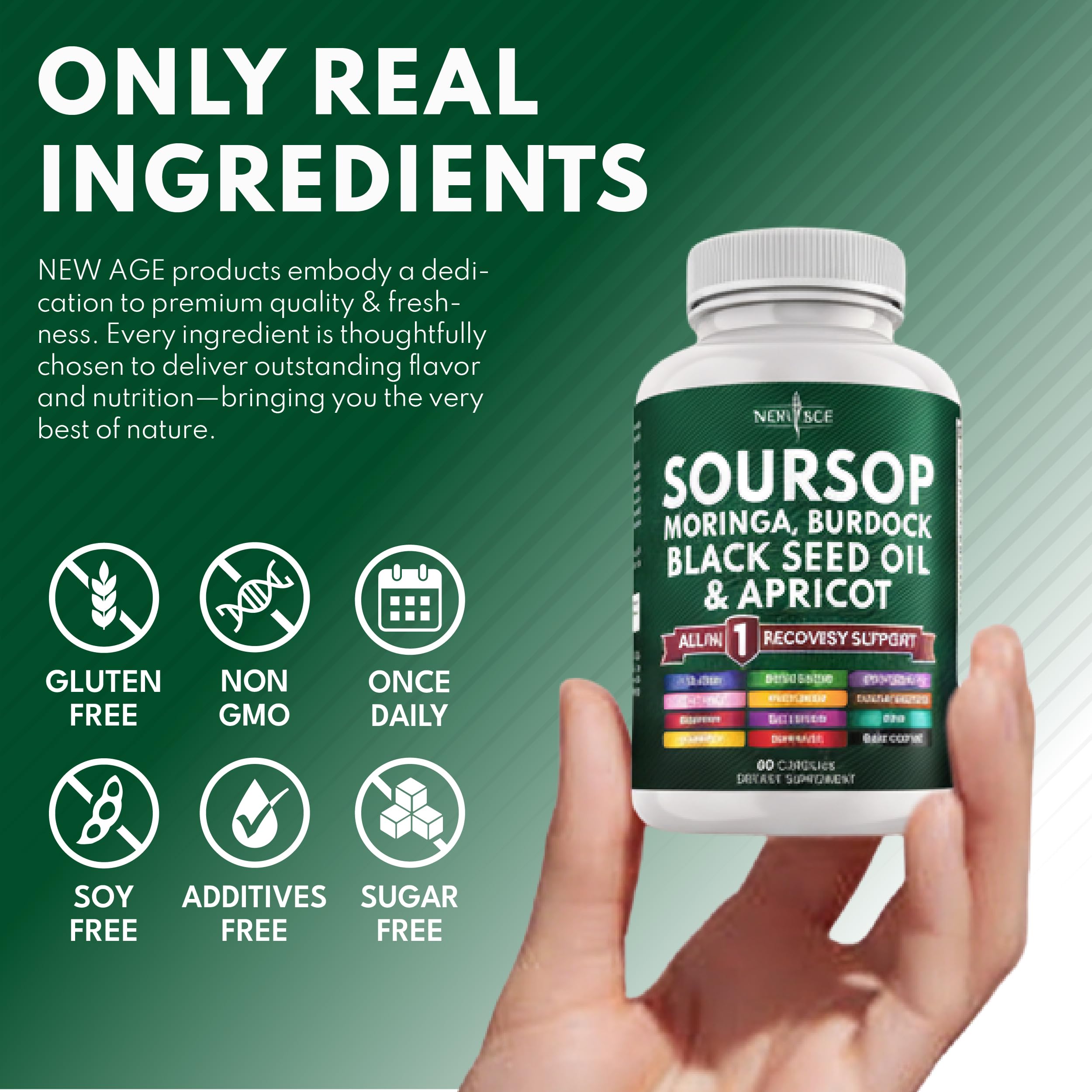 120 capsules bottle with New Age USA-made label