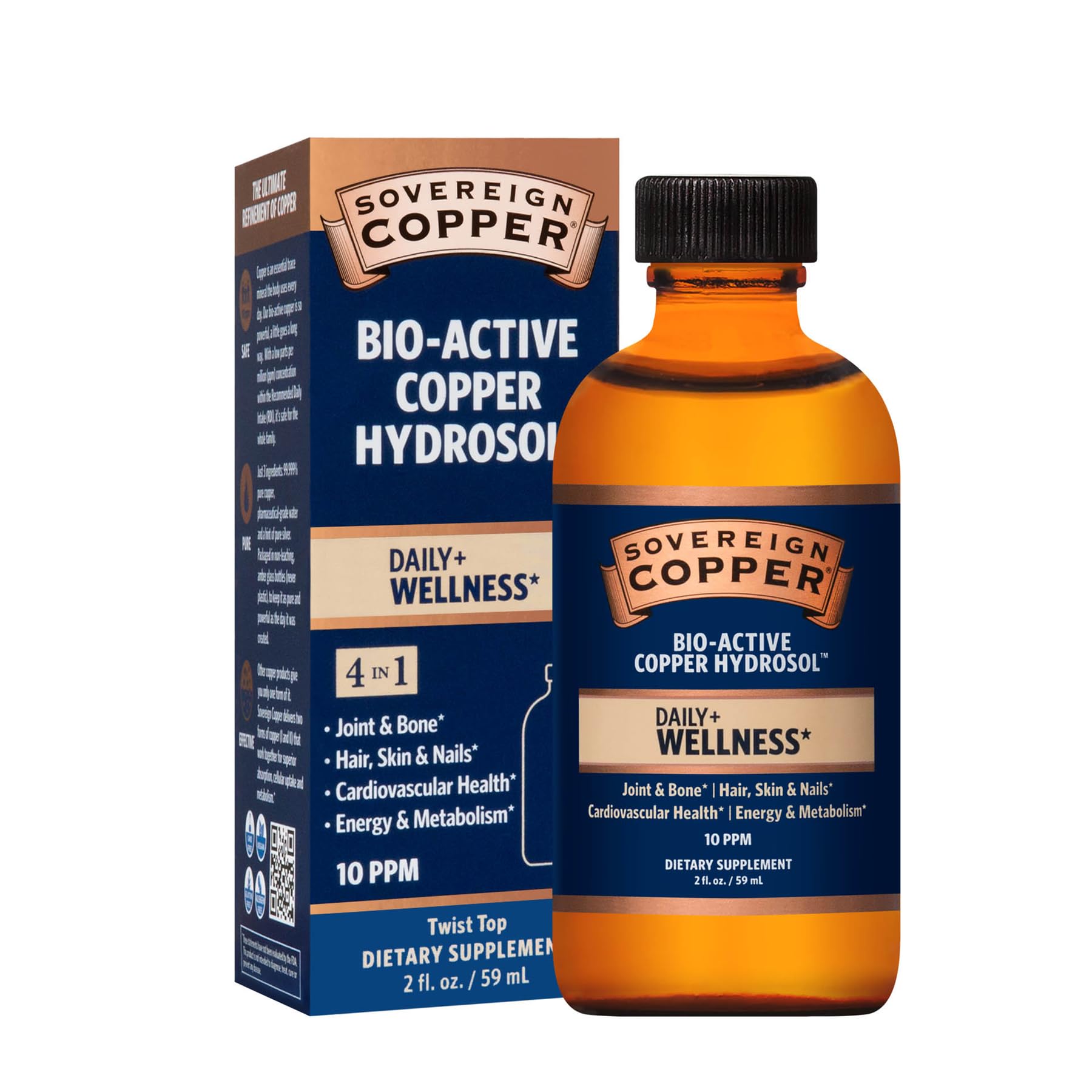 Sovereign Copper Pro 4-in-1 Wellness bottle with twist top