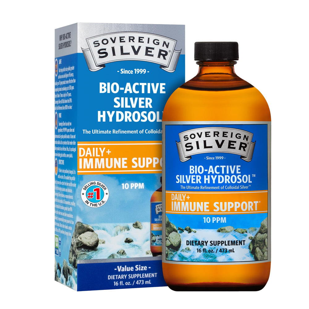 Front view of Sovereign Silver 16 oz bottle
