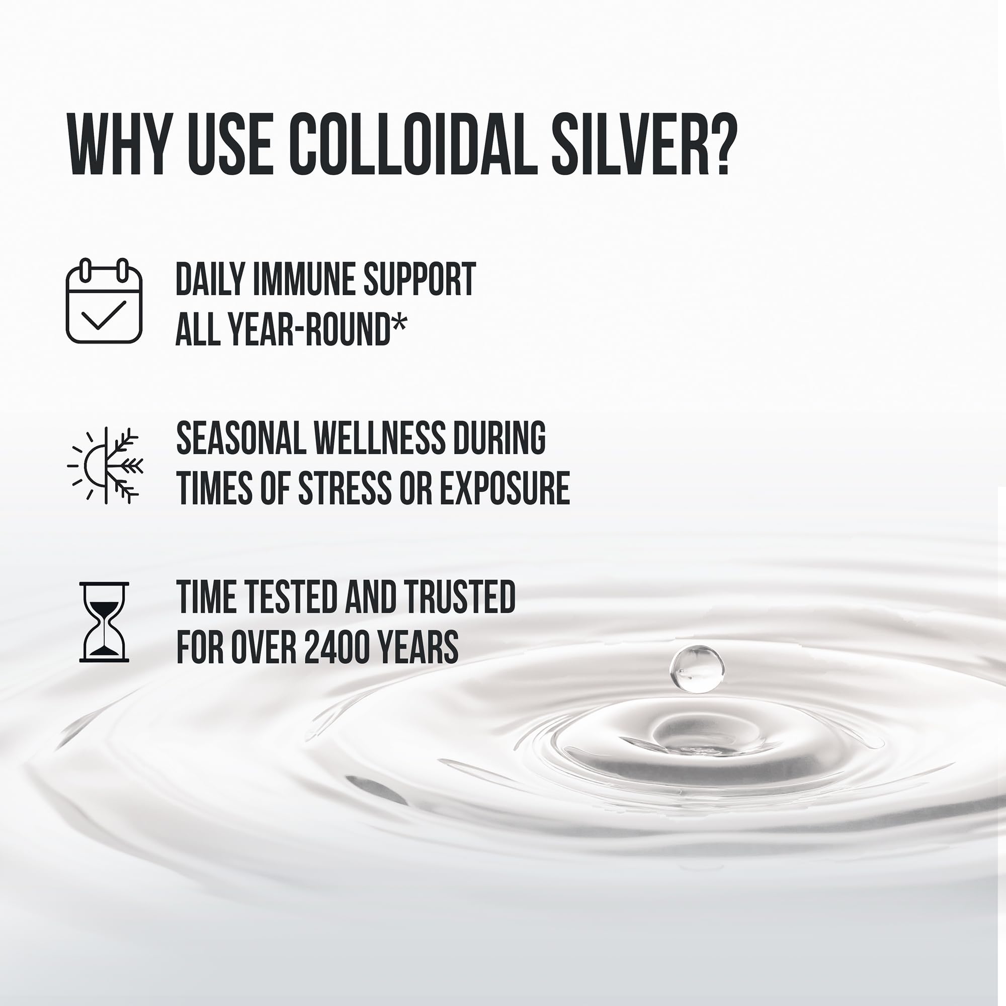 Sovereign Silver amber glass bottle protects product integrity and stability.