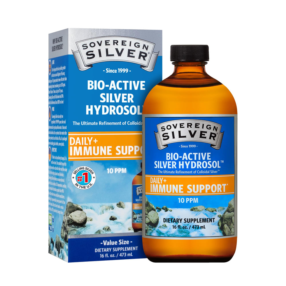 Sovereign Silver Immune Support amber glass bottle 16 oz