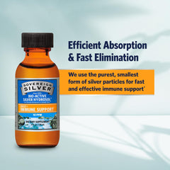Close-up of the Sovereign Silver Immune Support label