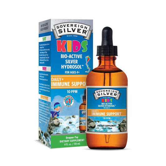Sovereign Silver Kids Immunity Support bottle with dropper