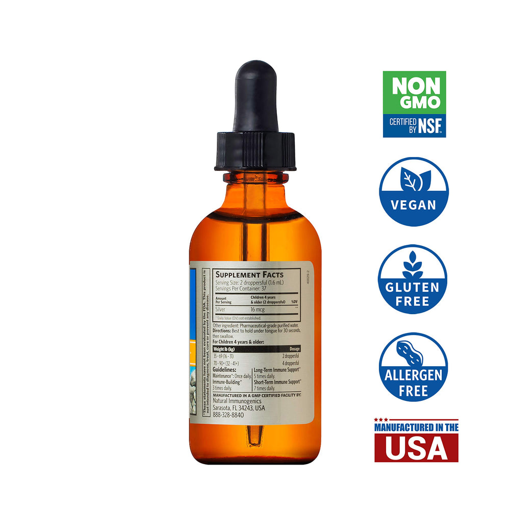 Close-up of 10 ppm colloidal silver drops for kids