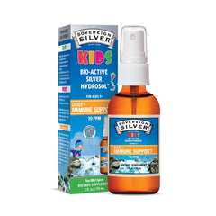 Sovereign Silver Kids Immune Support bottle with spray nozzle, 2 oz, 10 ppm