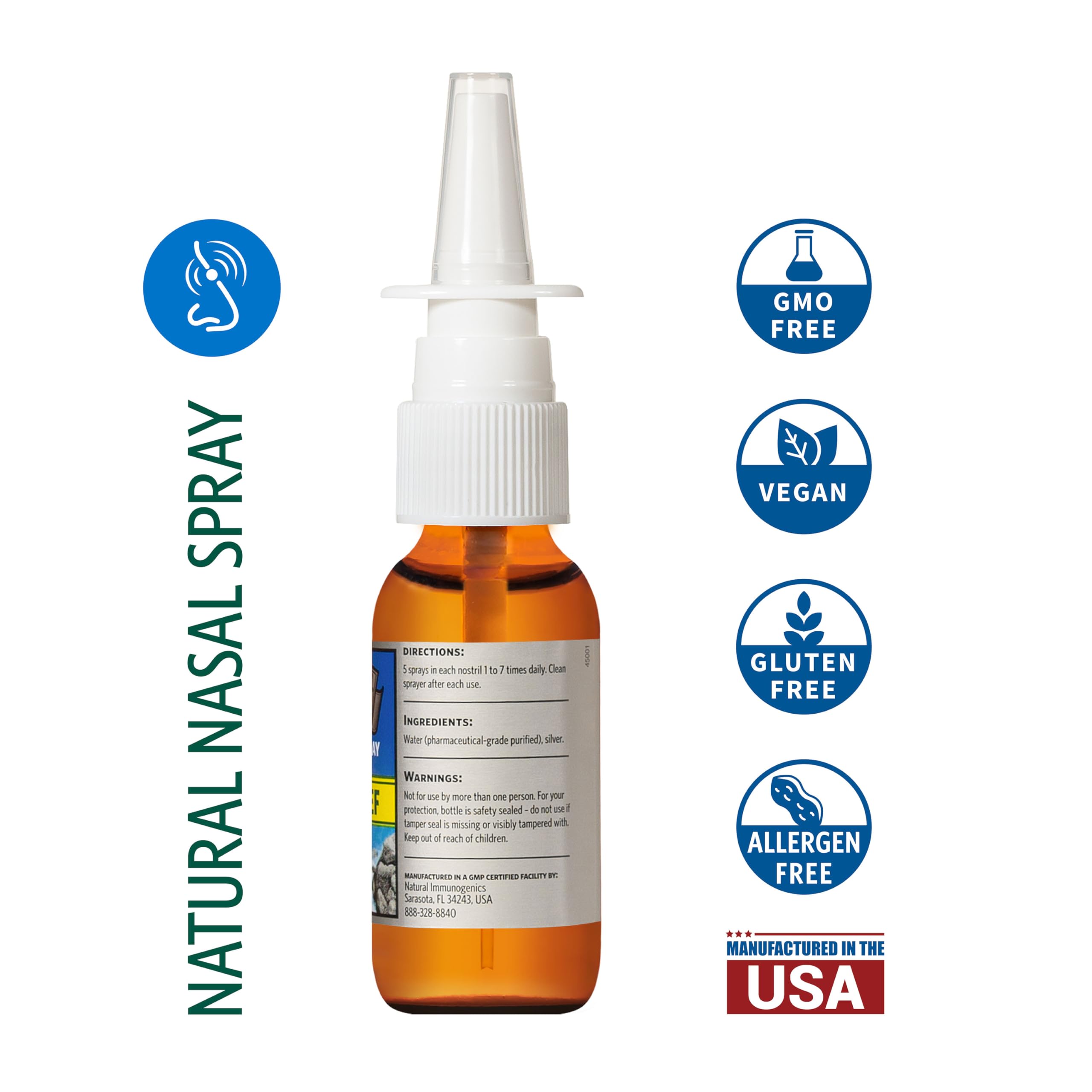Sovereign Silver nasal spray mist application ready for daily use for nasal comfort