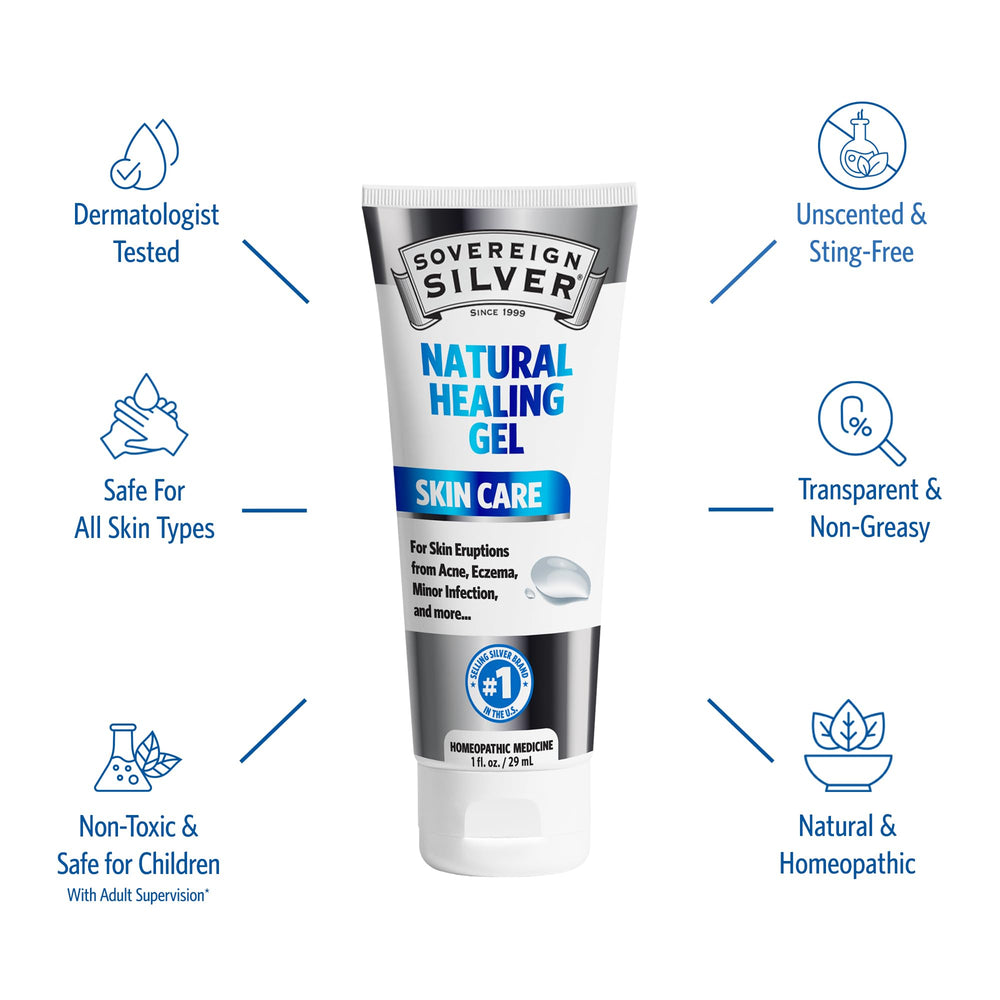 Sovereign Silver Healing Gel applied on skin for minor irritation relief.