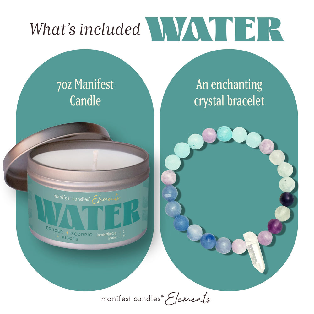 Hand-poured soy coconut wax candle for water signs