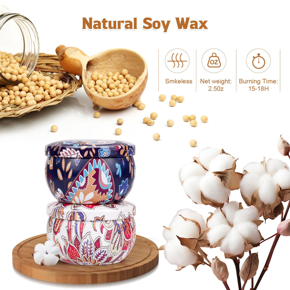 Two and a half ounce soy wax tin candles