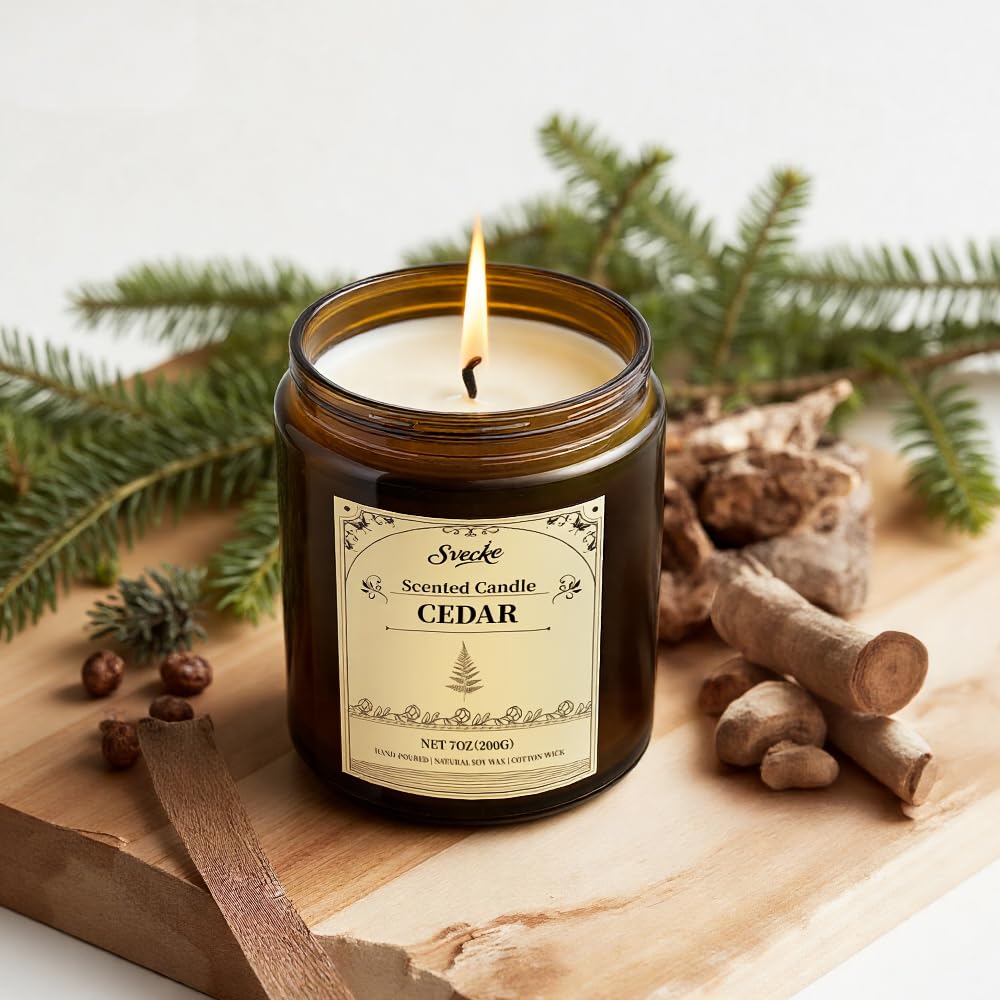 Lead-free cotton wick in a 7oz cedar candle
