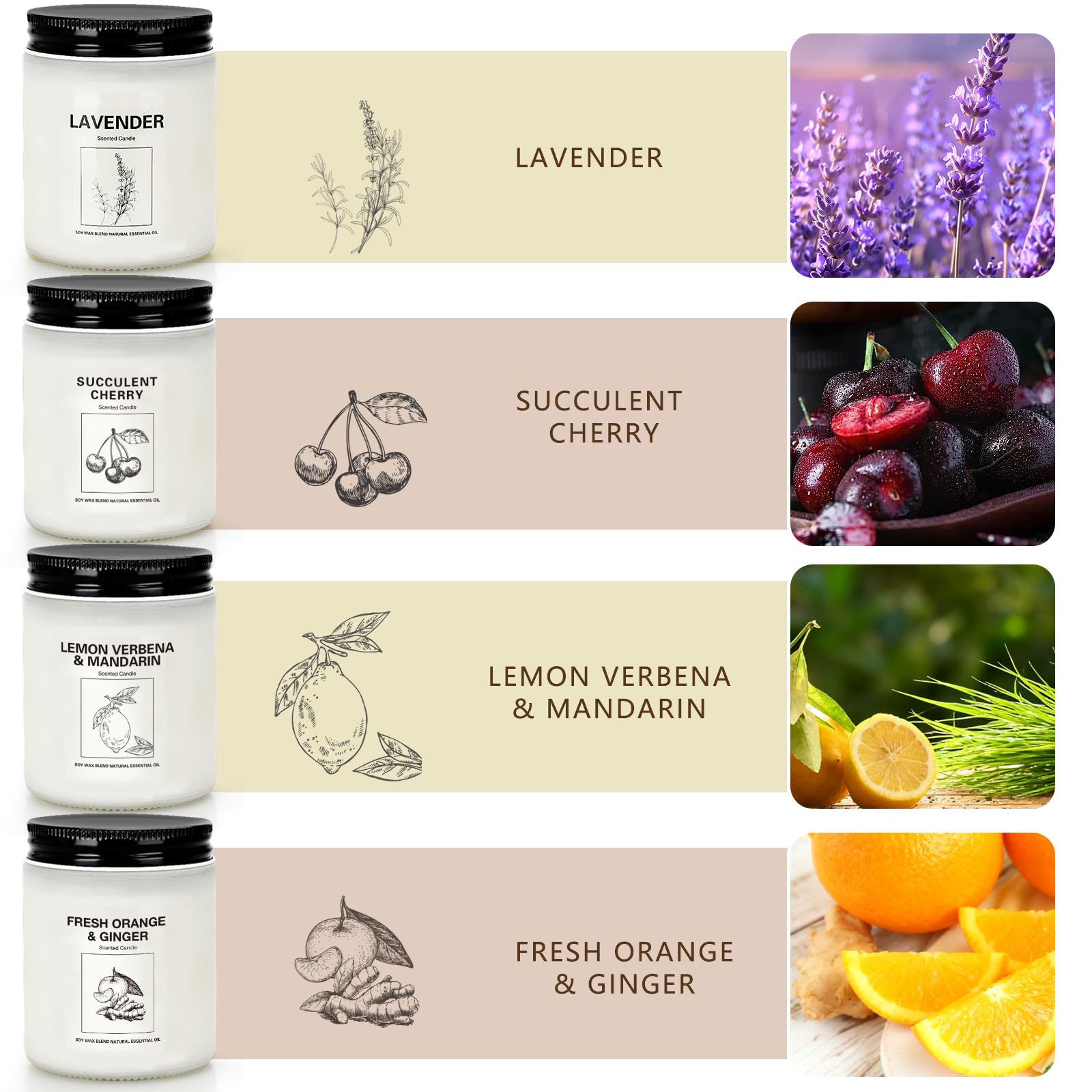 Close-up of lavender scented candle from the gift set
