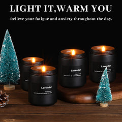 Soy wax candle burns cleanly with minimal soot for fresh air.