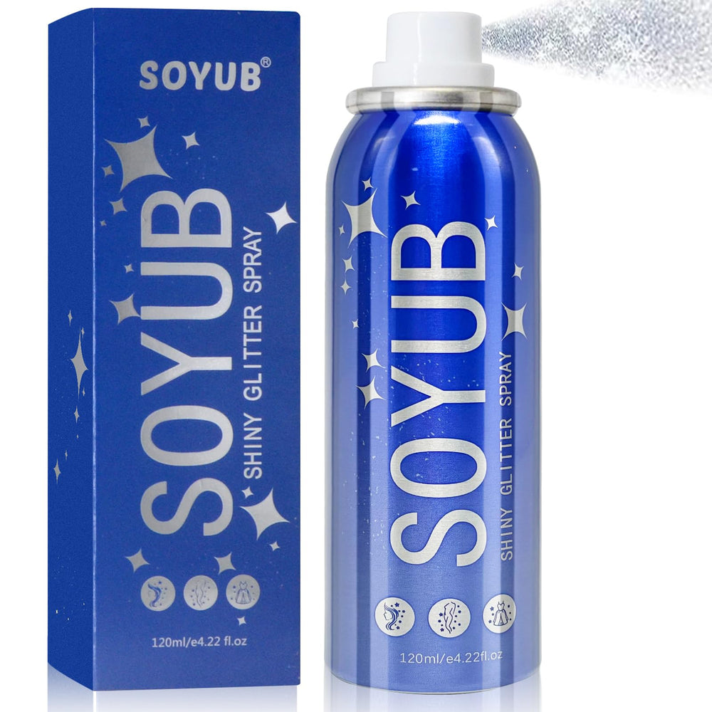 SOYUB Body Glitter Spray on collarbones for radiant festival shine.