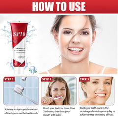 Close-up of SP-10 Probiotic Whitening toothpaste ingredients label