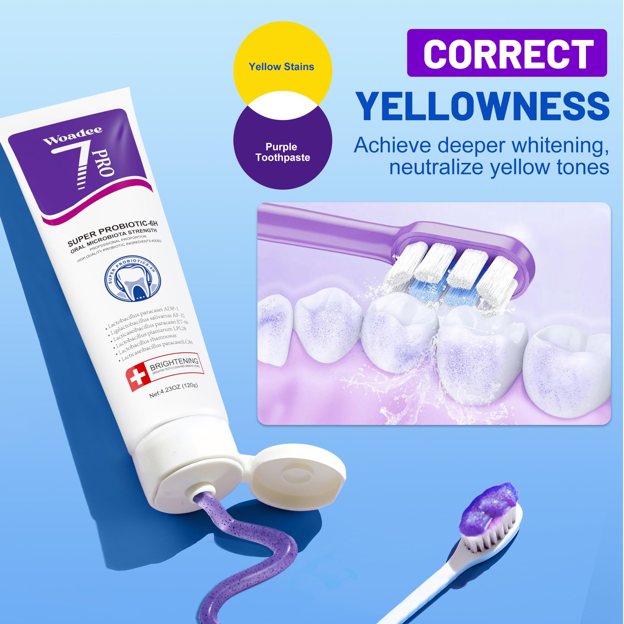Purple beads feature in 7-Pro Intense Whitening toothpaste