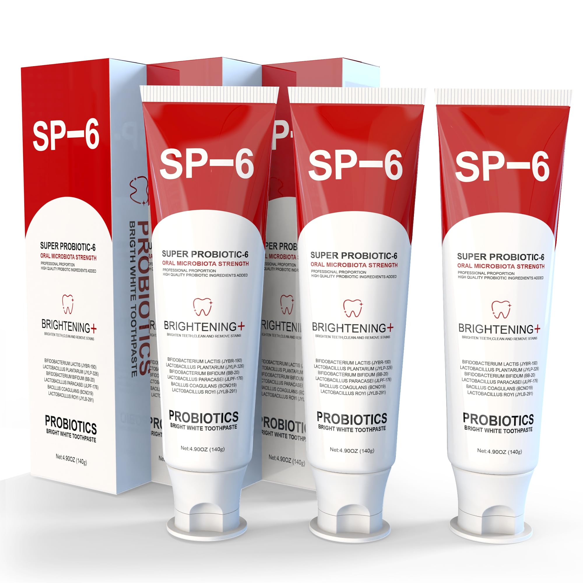 SP-6 Probiotic Whitening Toothpaste packaging and tube