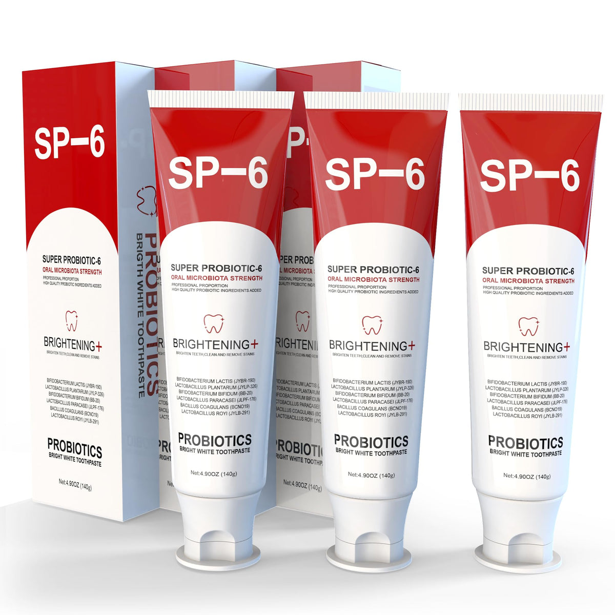 SP-6 Probiotic Whitening Toothpaste packaging and tube